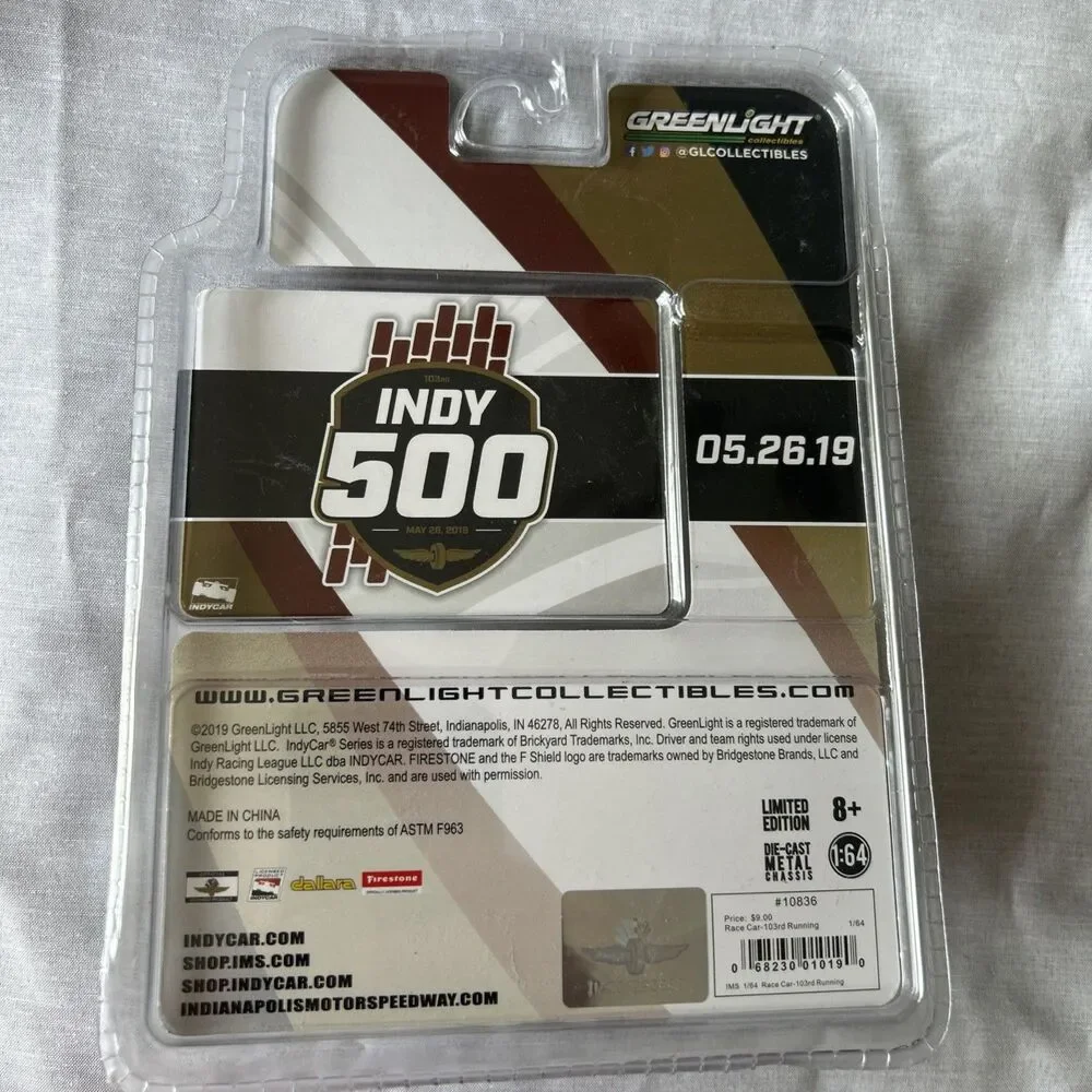 GreenLight 1:64 2019 INDY 500 EVENT CAR  Diecast #10836  NEW Sealed  103 Running